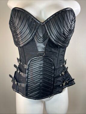 Charmian Steampunk Gothic Heavy Strong Steel Boned Corset with Zipper XL